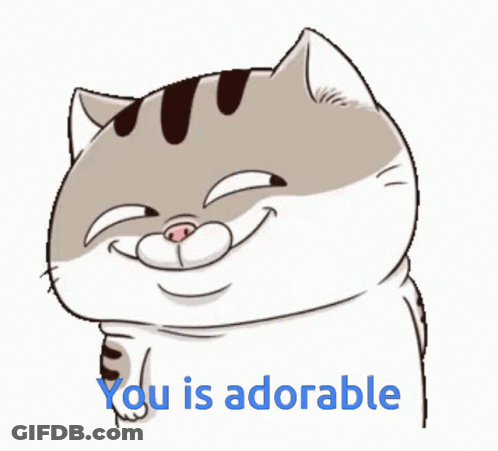 Smiling Cartoon Cat Saying You Is Adorable GIF