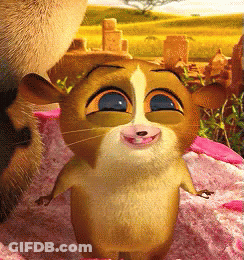 Smiling Cartoon Cat With White Face Spot GIF
