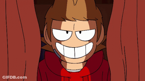 Smiling Cartoon Character Behind Curtain GIF