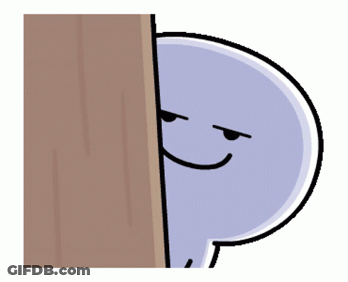 Smiling Cartoon Character Hiding Behind Tree GIF