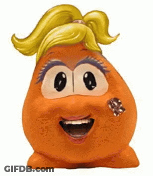 Smiling Cartoon Character With Ponytail And Butterfly GIF
