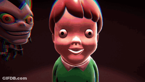 Smiling Cartoon Character With Red Hair And Green Shirt GIF