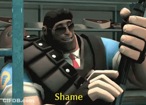 Smiling Cartoon Holding Microphone Saying Shame GIF