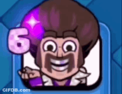 Smiling Cartoon Holding Purple Number Six Ball GIF