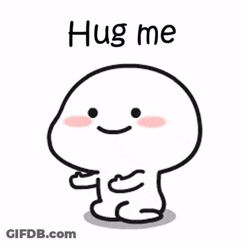 Smiling Cartoon Saying Hug Me GIF