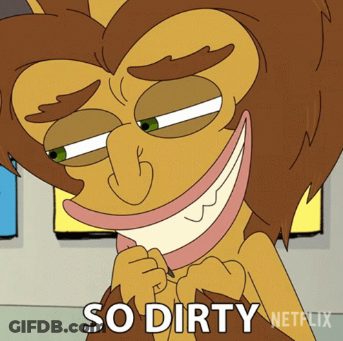 Smiling Cartoon Saying So Dirty GIF