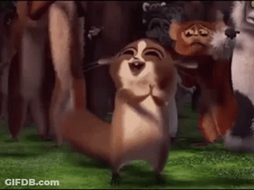 Smiling Cartoon Squirrel Dancing GIF