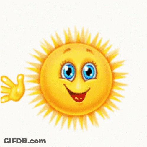 Smiling Cartoon Sun Waving GIF