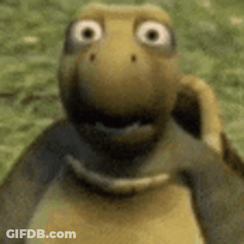 Smiling Cartoon Turtle On Grass GIF