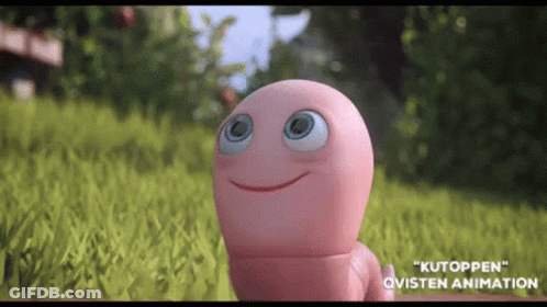 Smiling Cartoon Worm With Big Eyes GIF