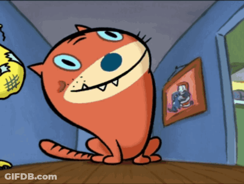 Smiling Cat In Hallway With Picture GIF