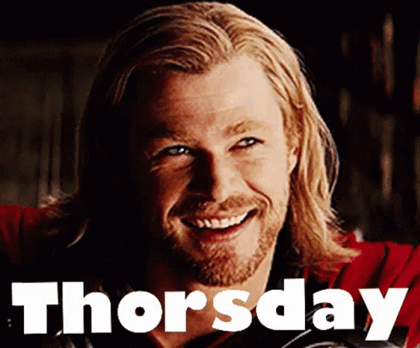 Smiling Chris Hemsworth Thorsday Thursday Meme GIF