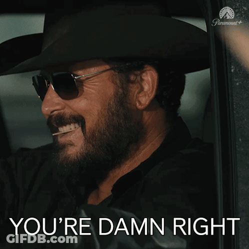 Smiling Cowboy Hat Sunglasses Man You're Damn Right GIF