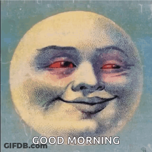 Smiling Full Moon With Red Eyes Good Morning GIF