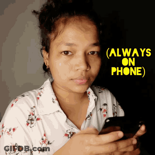 Smiling Girl Always On Phone GIF