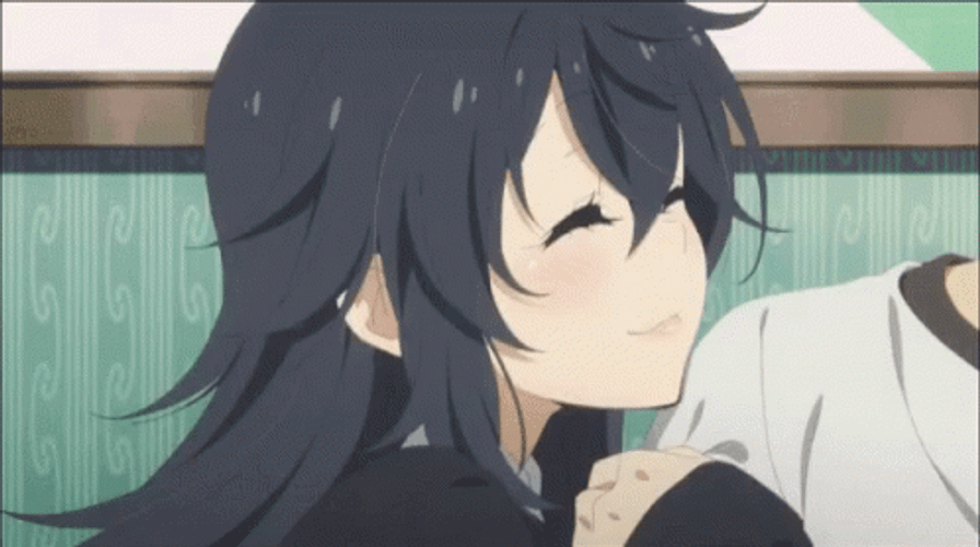 Smiling Girl Anime Cuddle GIF