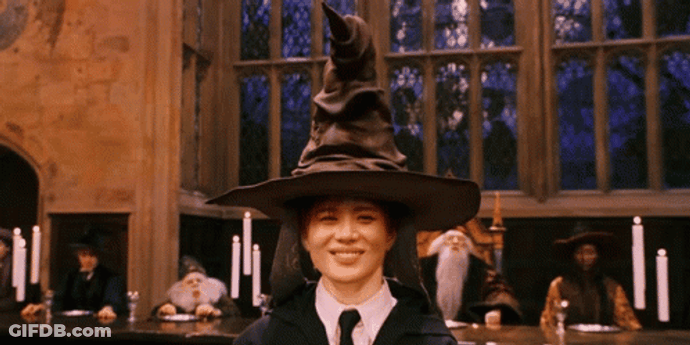 Smiling Guy Sorting Hat Hufflepuff GIF