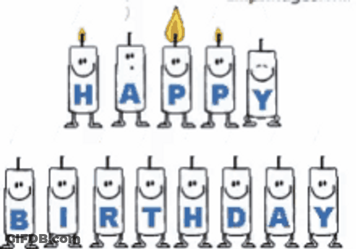 Smiling Happy Birthday Candles With Letters GIF