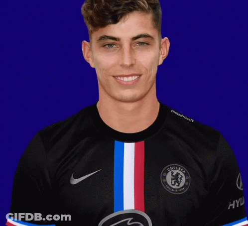 Smiling Man In Black Shirt With Red White Blue Stripe GIF