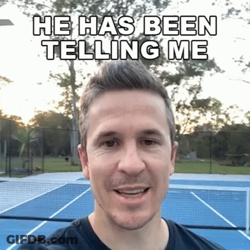 Smiling Man Tennis Court He Has Been Telling Me GIF