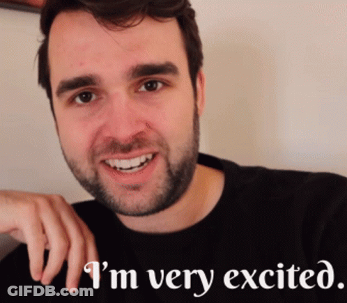 Smiling Man With Beard Saying I'm Very Excited GIF
