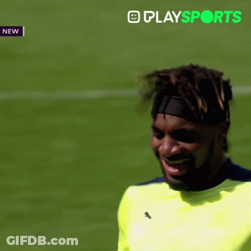Smiling Man With Headband And Play Sports Sign GIF