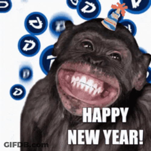 Smiling Monkey Happy New Year Meme GIF