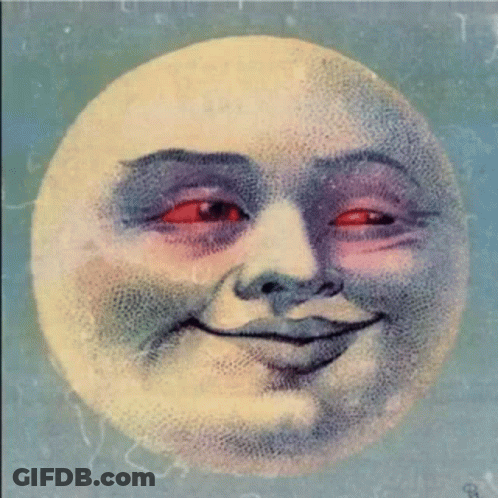 Smiling Moon With Red Eyes And B GIF
