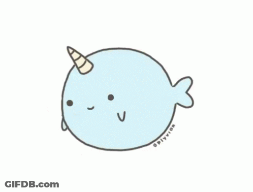 Smiling Narwhal With Horn GIF