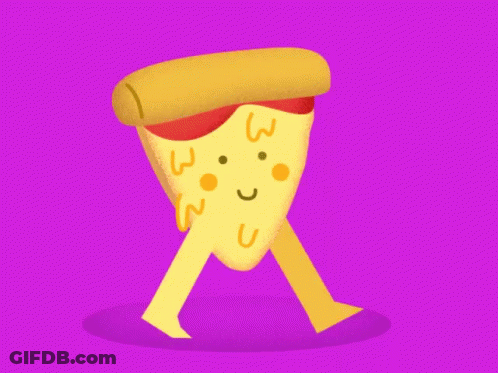 Smiling Pizza Slice Purple Background GIF