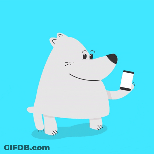 Smiling Polar Bear Using Phone GIF