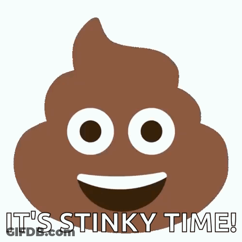 Smiling Poop Saying It's Stinky Time GIF