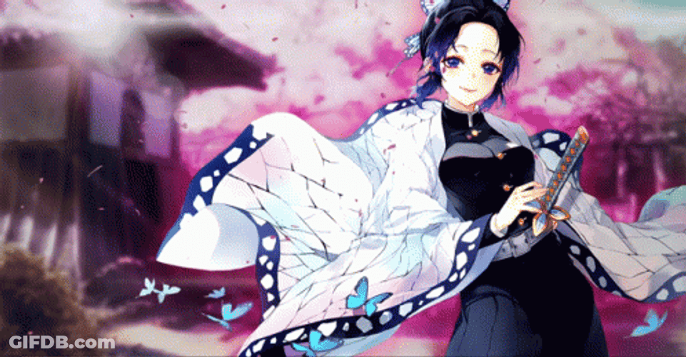Smiling Shinobu Anime Cherry Blossom GIF
