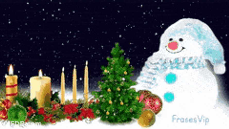 Smiling Snowman On Feliz Navidad GIF