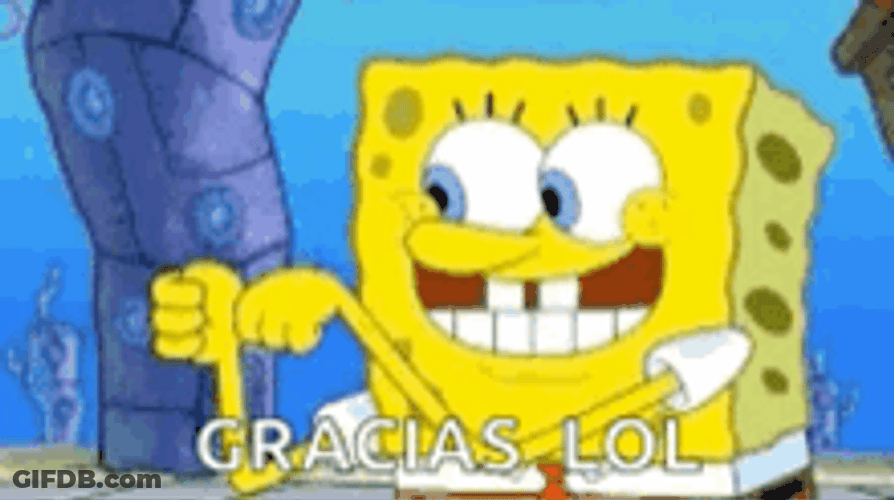 Smiling Spongebob Rainbow Thumbs Up GIF