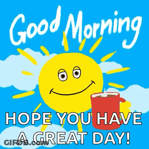 Smiling Sun Holding Coffee Good Morning GIF