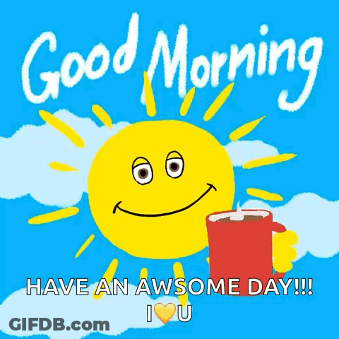 Smiling Sun Holding Coffee GIF
