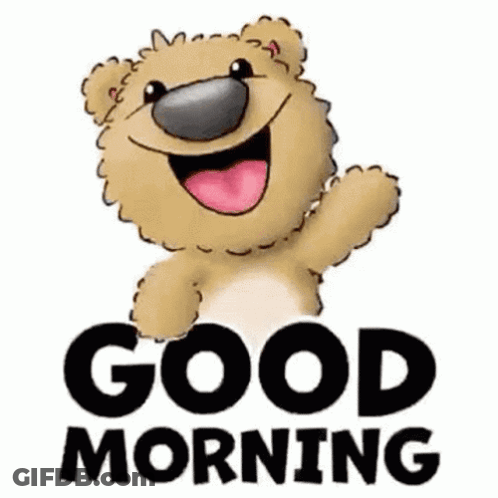 Smiling Teddy Bear Waving Good Morning GIF