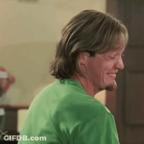 Smiling Then Shocked Shaggy GIF