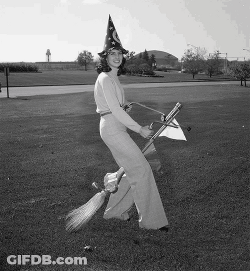 Smiling Witch Flying GIF