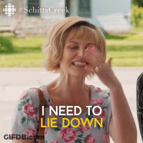 Smiling Woman Floral Shirt I Need Lie Down GIF