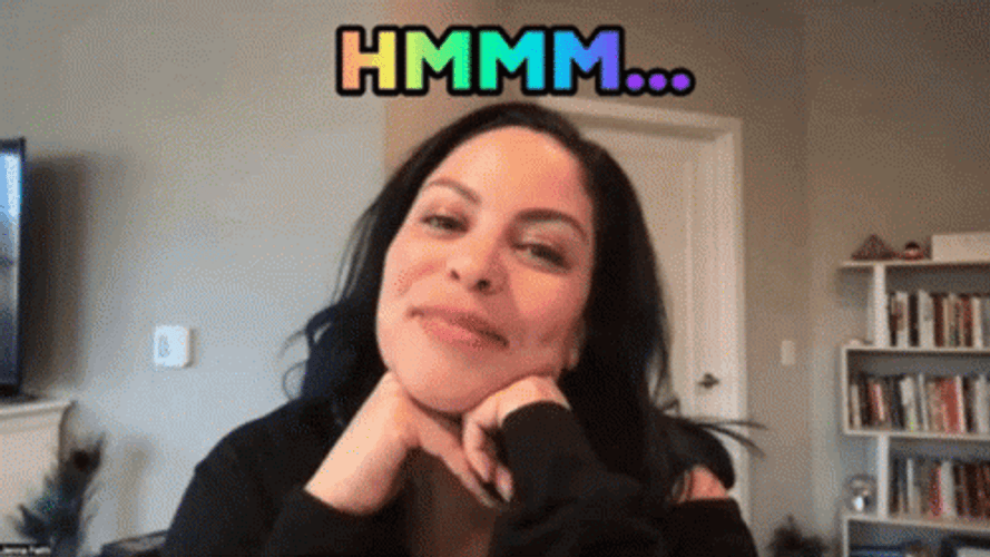 Smiling Woman Hmmmm GIF