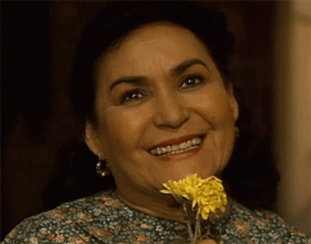 Smiling Woman With Tumblr Flower GIF