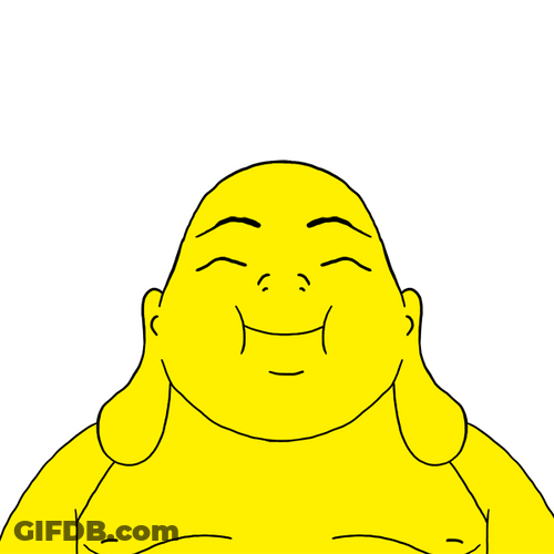 Smiling Yellow Buddha Illustration GIF