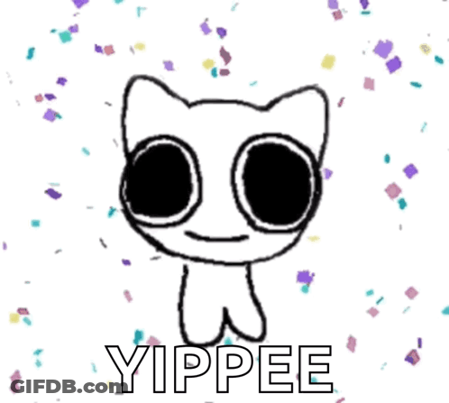Smiling Yippee Creature Confetti Shower Smile GIF