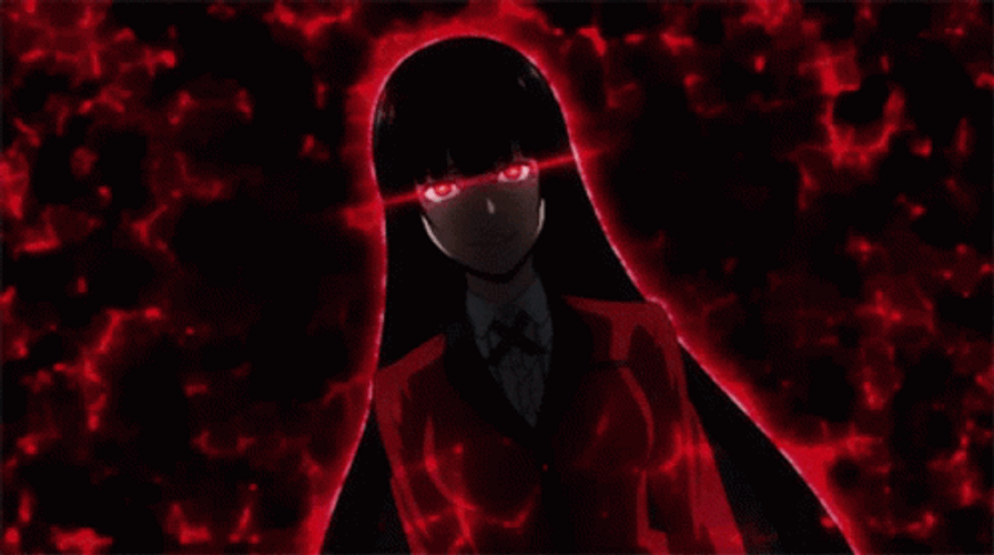 Smiling Yumeko With Creepy Red Eyes GIF