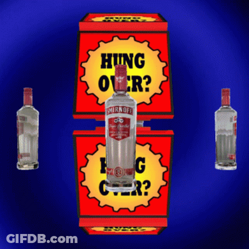 Smirnoff Vodka Bottle And Hangover Box GIF