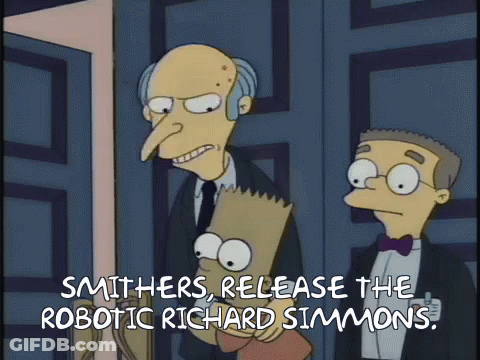 Smithers Release Robotic Richard Simmons From Cartoon GIF
