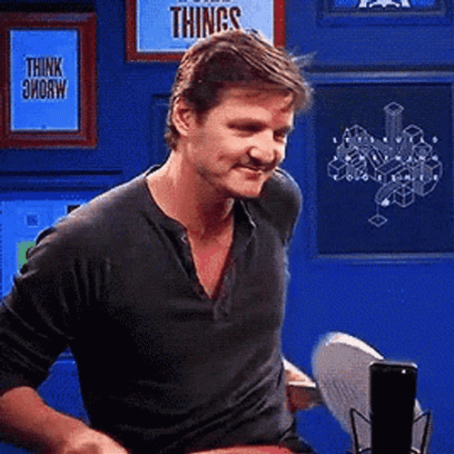 Smitten Pedro Pascal Heart Placard GIF