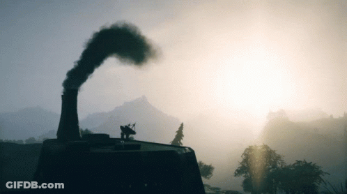 Chimney With Smoke And Satellite Dish GIF